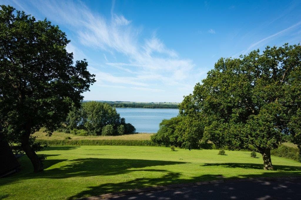 Grounds of Rutland Hall Hotel with views of Rutland Water