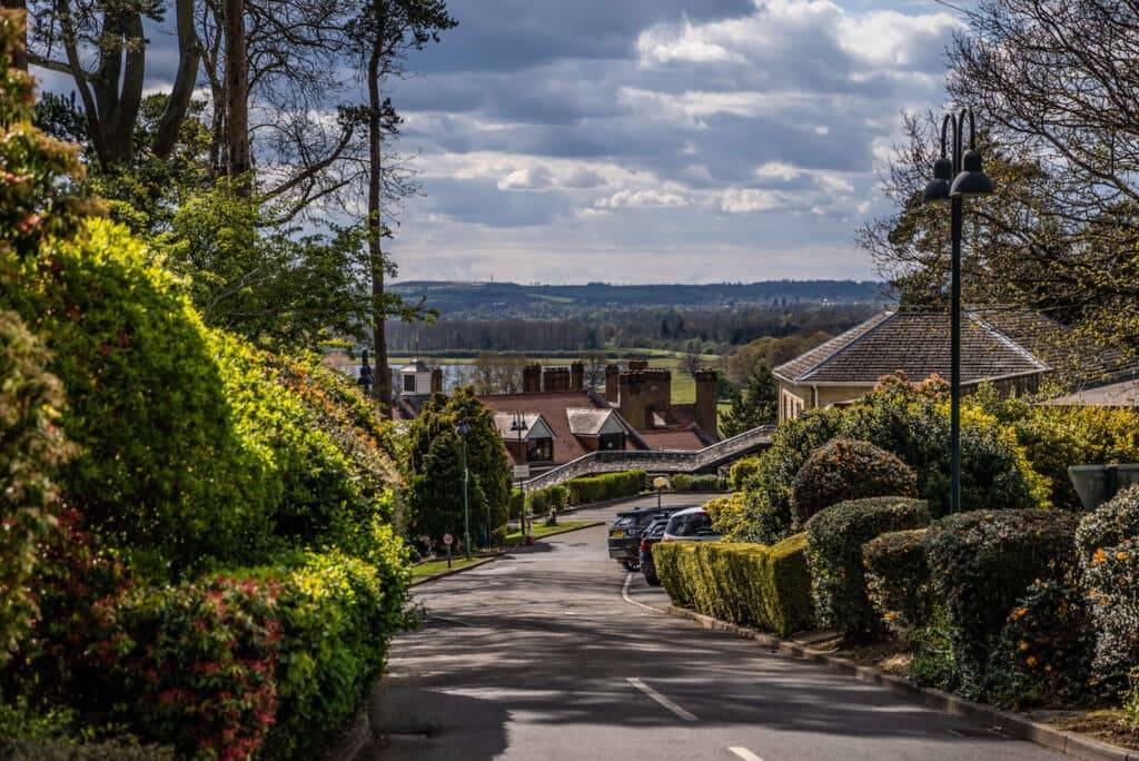 Road and village with views of Rutland Hall Hotel