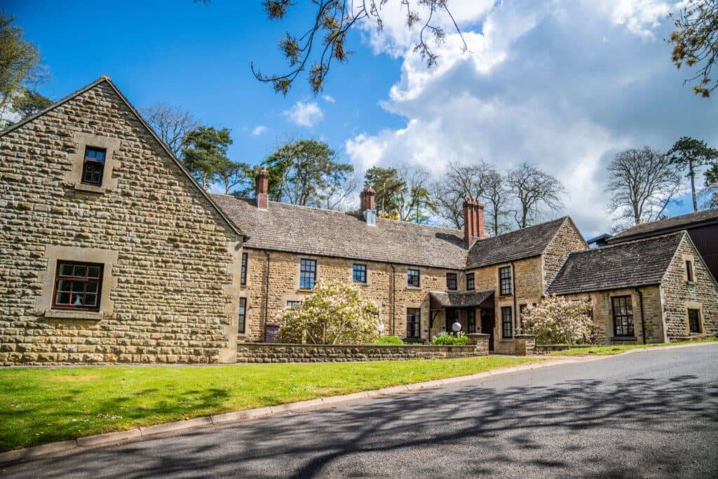 Outdoor patio area and gardens of Rutland Hall Hotel
