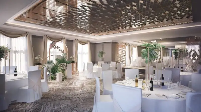 Wedding reception room at Rutland Hall Hotel