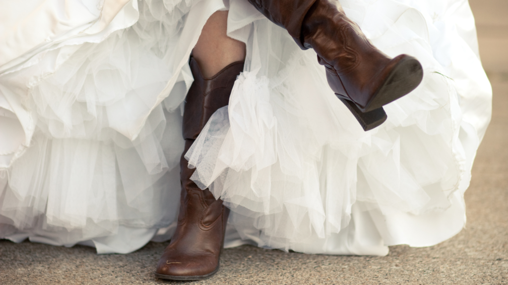 Bride wearing country boots