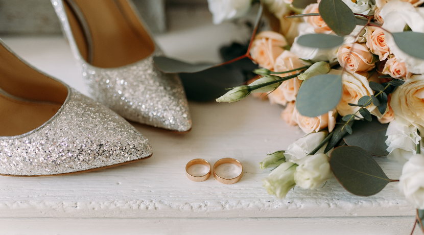 wedding shoes and rings