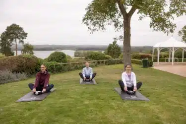 Yoga break out sessions with lakeview behind