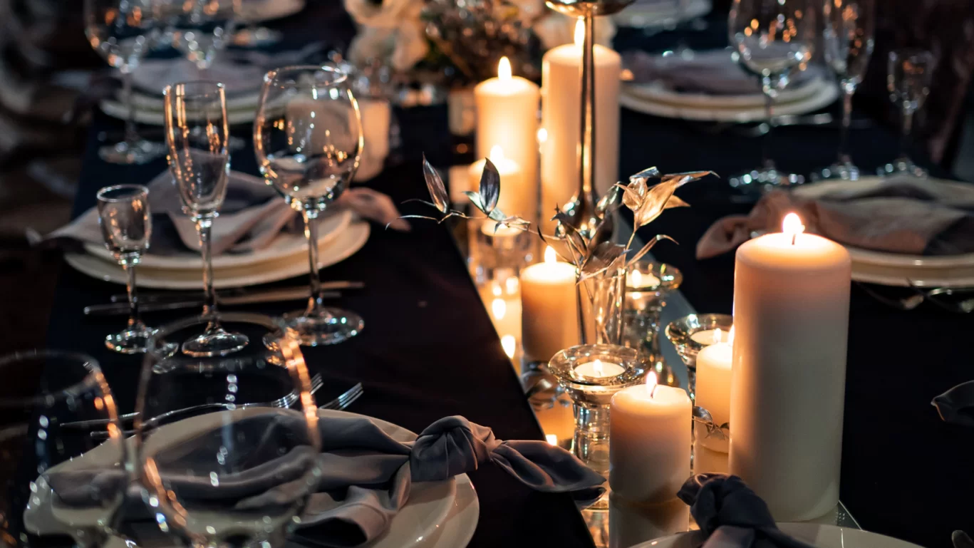 Christmas candles and glasses