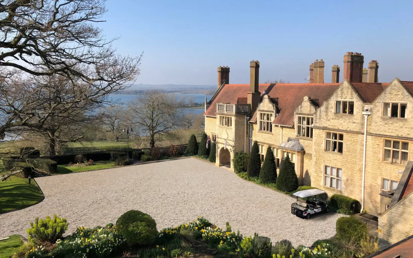 Rutland Hall with Rutland Water in the background