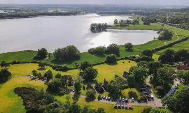 Birdseye view of Rutland Water and Rutland Hall Hotel & Spa